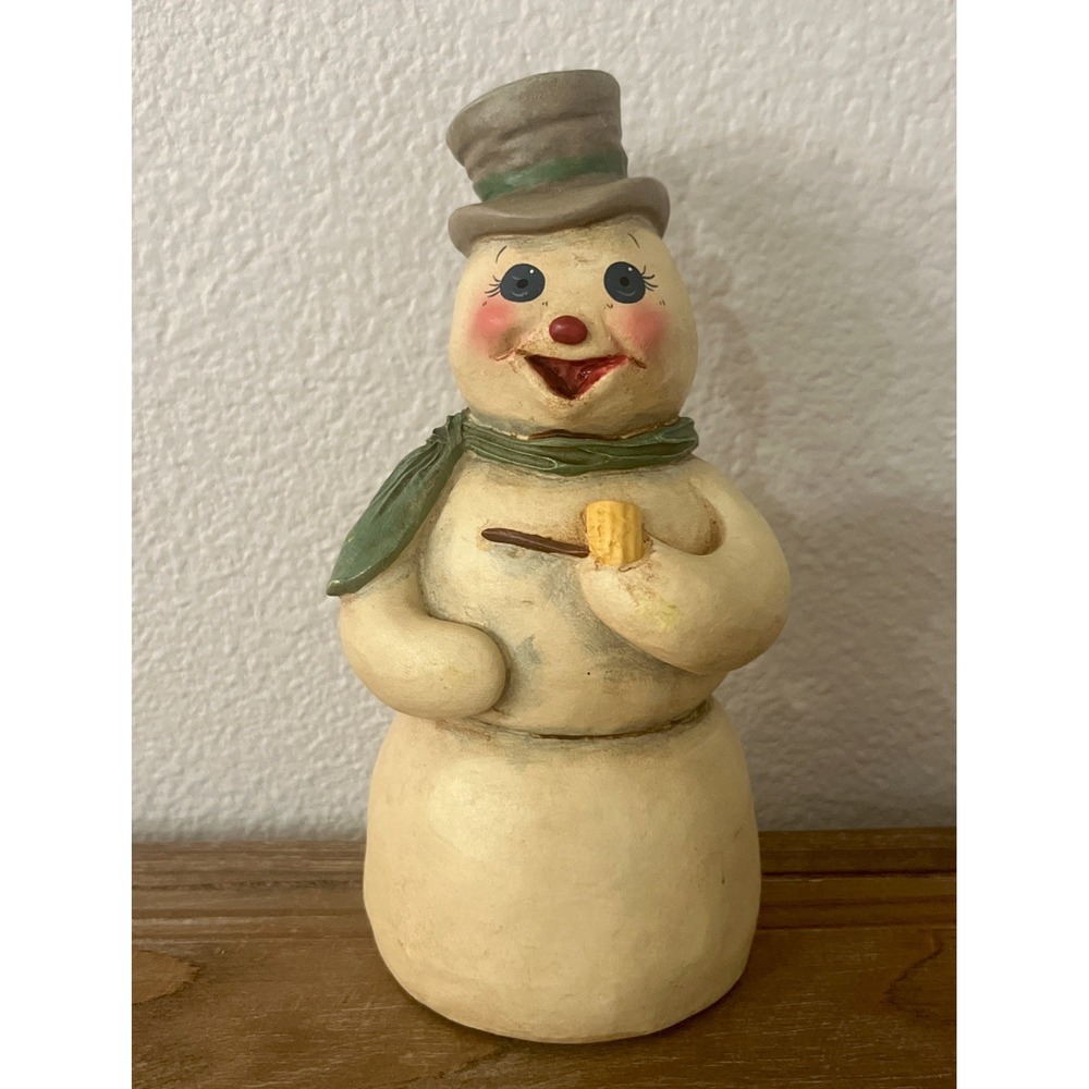 Vintage Jim Shore Signed JS 90 SNOWMAN Figurine Christmas Decor Collectible Rare